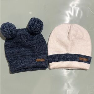 BearPaw Baby Navy and Cream Beanie Set of 2